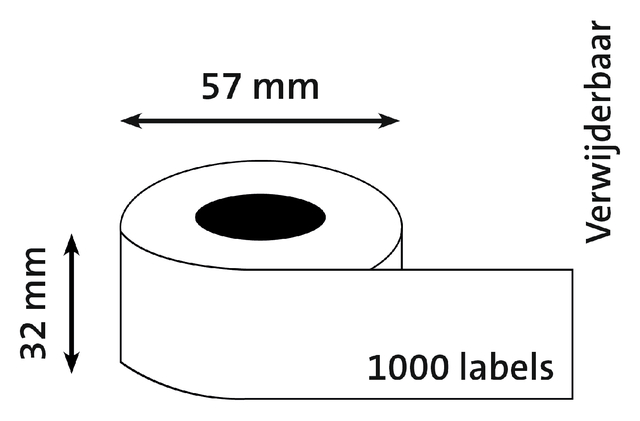 Etiket Dymo LabelWriter multifunctioneel 32x57mm 12 rollen á 1000 stuks wit