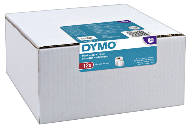 Etiket Dymo labelwriter 11354 32mmx57mm universeel verwijderbaar doos à 12 rol à 1000 stuks