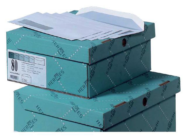 Envelop Hermes akte C4 229x324mm venster rechts 4x11cm zelfklevend wit doos à 250 stuks