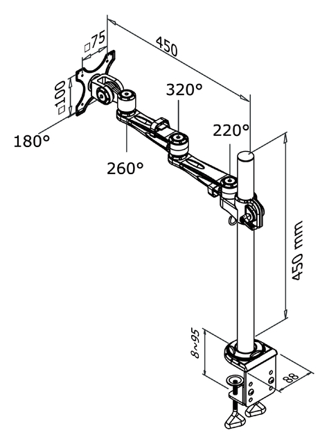 Monitorarm Neomounts D935 10-30" met klem zilvergrijs