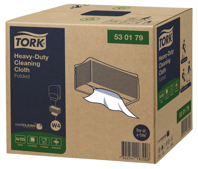 Reinigingsdoek Tork Heavy-Duty W4 multifunctioneel nonwoven 150 vel wit 530179