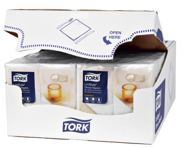 Dinnerservetten Tork Premium LinStyle® 1/8 gevouwen 1-laags 50 st wit 478145