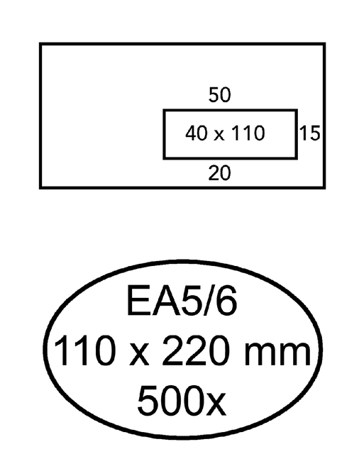 Envelop Hermes EA5/6 110x220mm venster 4x11rechts zelfkl 500