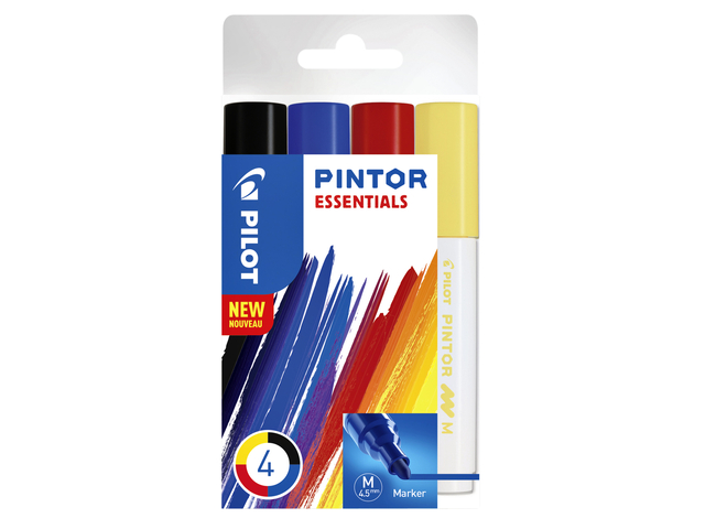 Verfstift Pilot Pintor essentials 1,4mm etui à 4 stuks ass