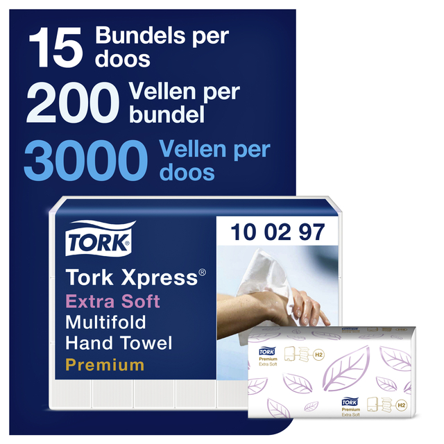 Handdoek Tork Xpress H2 multifold en 2-laags wit 100297