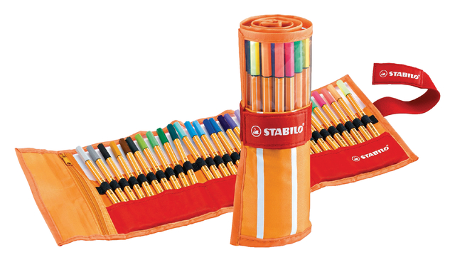 Fineliner STABILO point 88/30 rollerset oranje/rood fijn assorti etui à 30 stuks