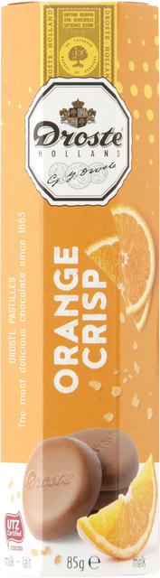 Chocolade Droste pastilles melk orange crisp 85gr