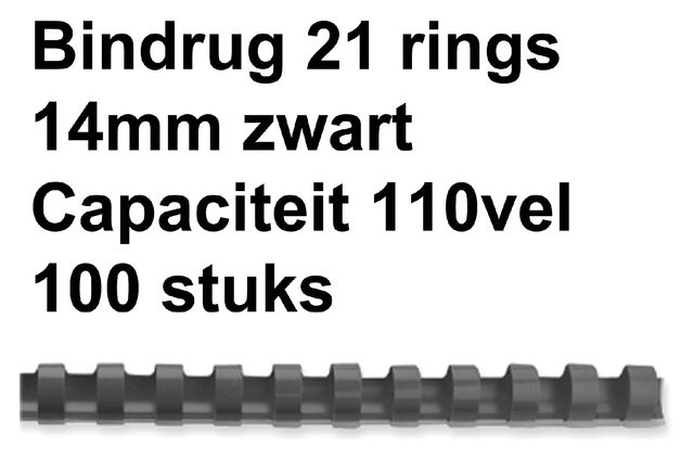 Bindrug GBC 14mm 21rings A4 zwart 100stuks