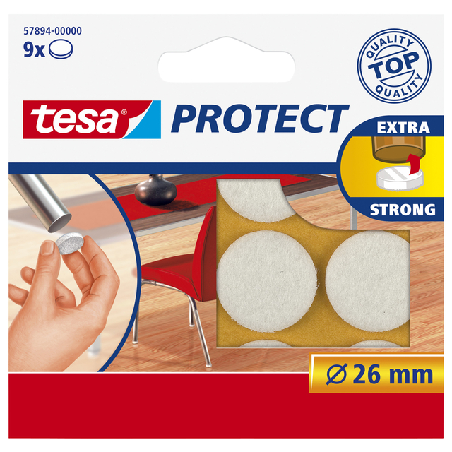 Beschermvilt tesa® Protect anti-kras  Ø26mm wit 12 stuks