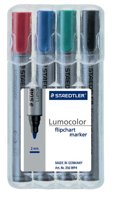 Viltstift Staedtler 356 voor flipover rond 2mm 4 stuks assor