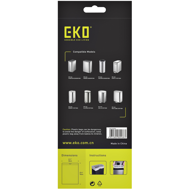 Afvalzak EKO MDPE type E met trekband 55x70cm 25-35L wit