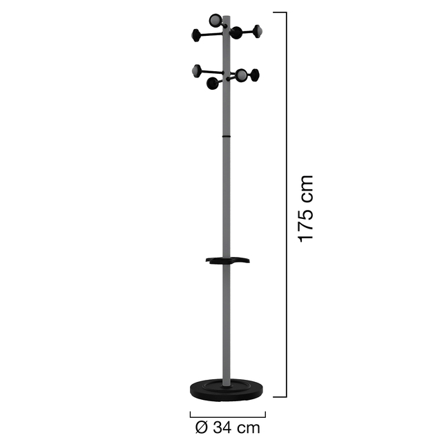 Kapstok Unilux Accueil staand metallic grijs