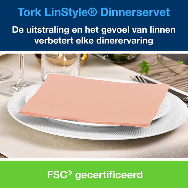 Dinnerservet Tork LinStyle® 1/4-vouw 1-laags 50st koraalrood