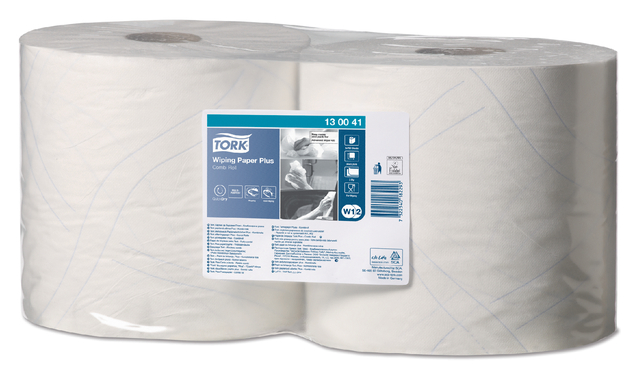 Poetspapier Tork Wiping Plus Combi W1/2 multifunctioneel 255m wit 130041