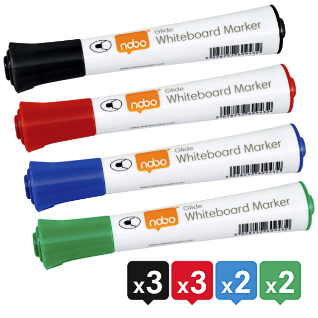 Viltstift Nobo whiteboard Glide rond assorti 2mm 10st