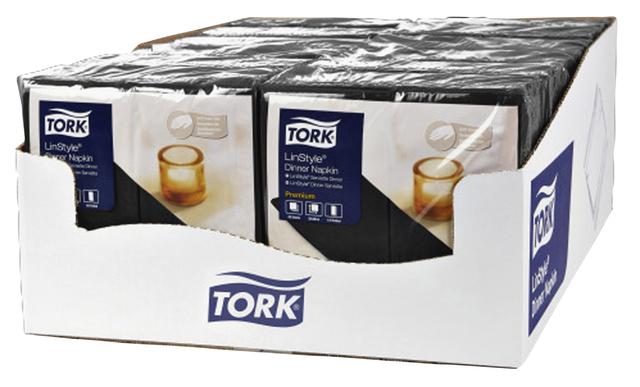 Dinnerservetten Tork Premium LinStyle® 1/8 gevouwen 50st zwart  478151