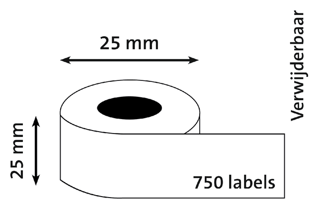 Etiket Dymo labelwriter 11253 25mmx25mm verwijderbaar rol à 750 stuks