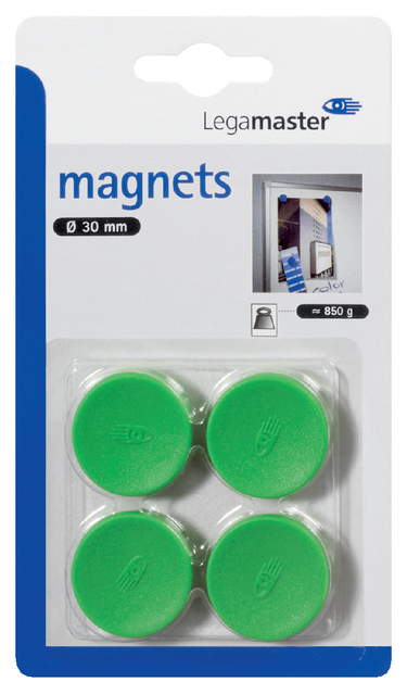 Magneet Legamaster 30mm 850gr groen 4stuks