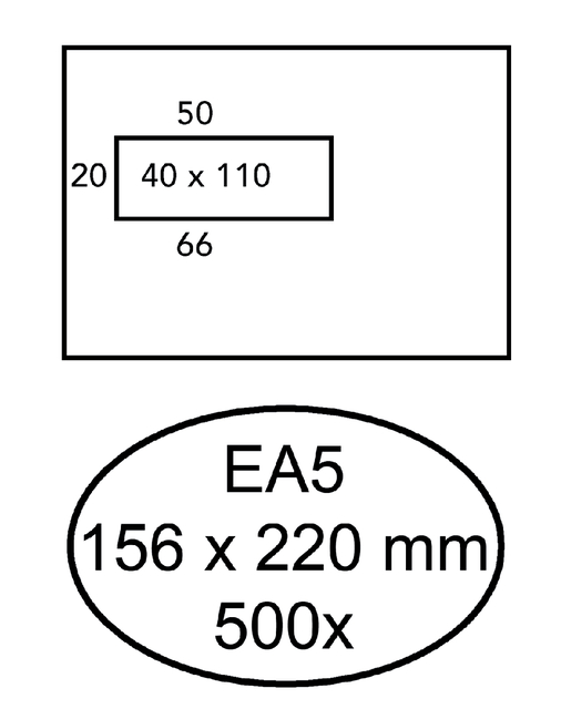 Envelop Hermes EA5 156x220mm venster 4x11links zelfkl 500st