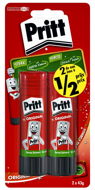 Lijmstift Pritt 43gr blister à 2 stuks