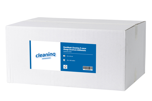 Handdoek Cleaninq Z-vouw 2laags 22x24cm 3200stuks