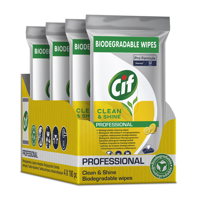 Reinigingsdoekjes CIF Pro formula Multi Clean&Shine 100 stuks