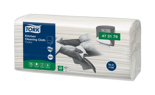 Reinigingsdoek Tork Kitchen Cleaning W4 extra absorberend wit 473179