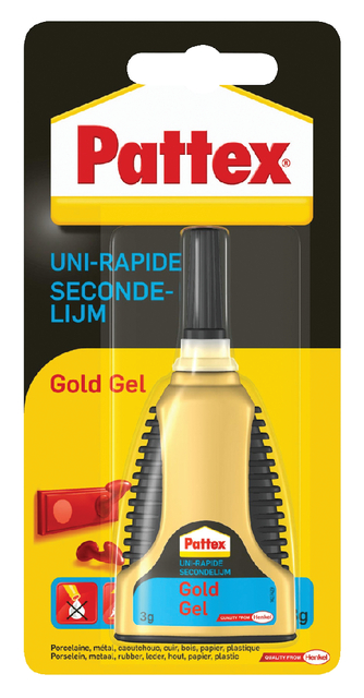 Secondelijm Pattex Gold gel tube 3gram op blister