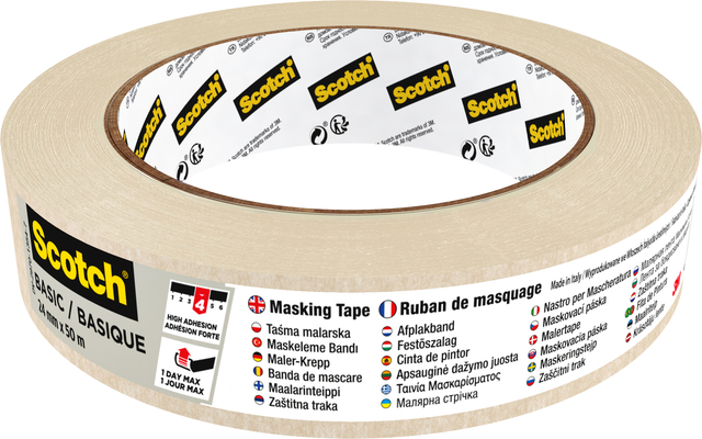 Afplaktape Scotch Basic 24mmx50m beige