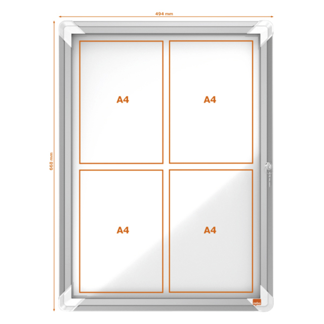 Buitenvitrine Nobo Premium Plus 4x A4 draaideur magnetisch