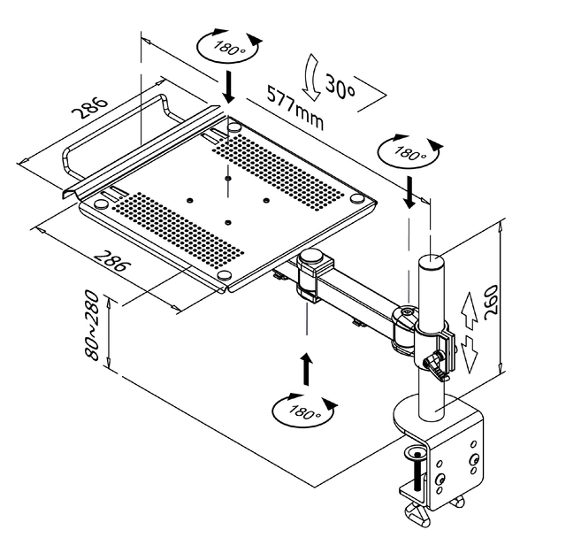 Laptoparm Neomounts D100 met klem zwart