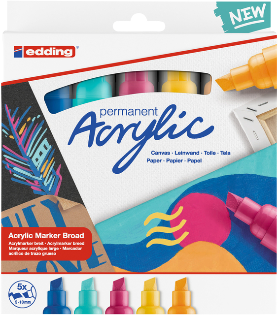 Acrylmarker edding e-5000 breed abstract assorti set à 5 stuks