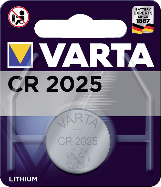 Batterij Varta knoopcel CR2025 lithium blister à 1stuk