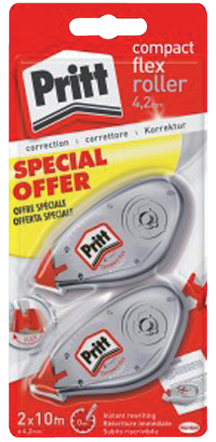 Correctieroller Pritt 4.2mmx10m compact flex blister à 2 stuks