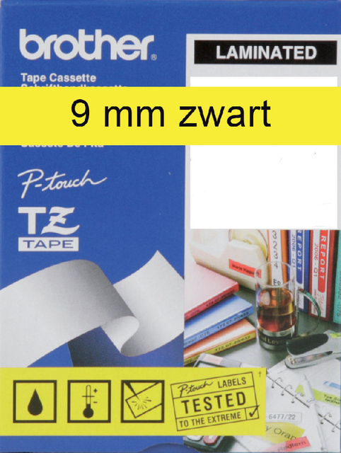 Labeltape Brother P-touch TZE-621 9mm zwart op geel