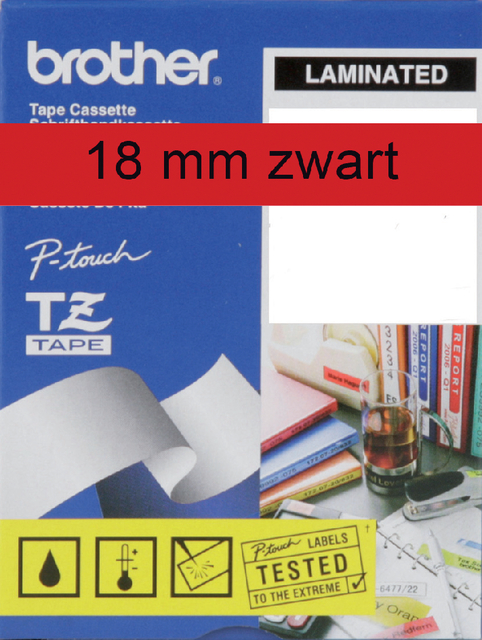 Labeltape Brother P-touch TZE-441 18mm zwart op rood