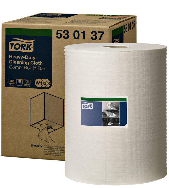 Reiningsdoek Tork Heavy-duty combi rol W1/2/3 nonwoven 280 vel wit 530137