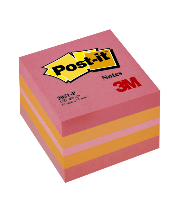 Memoblok 3M Post-it 2051 51x51mm kubus roze