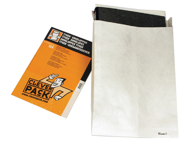 Envelop CleverPack Tyvek monsterzak 250x353x38mm wit pak à 10 stuks