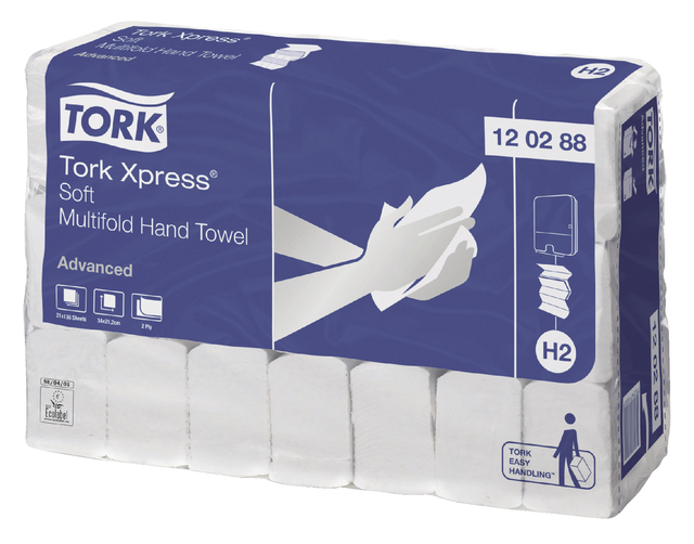 Handdoek Tork Xpress H2 Multifold advanced 2-laags wit 120288