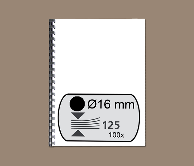 Bindrug Fellowes 16mm 21rings A4 zwart 100stuks