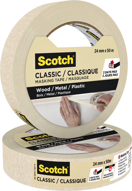 Afplaktape Scotch Classic 24mmx50m beige