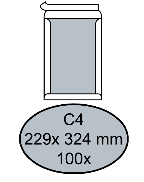 Envelop Quantore bordrug C4 229x324mm zelfkl. wit 100stuks