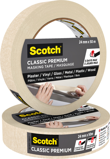 Afplaktape Scotch Premium Classic 24mmx50m beige