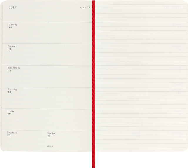 Agenda 2024 Moleskine 12M Planner Weekly 7dag/1pagina large 130x210mm soft cover scarlet red