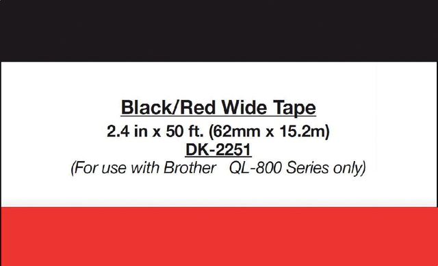 Etiket Brother DK-22251 62mm 15-meter zwart/rood