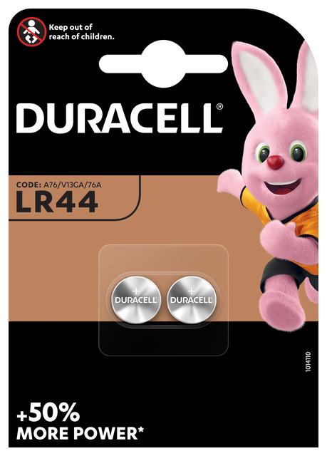 Batterij Duracell knoopcel 2xLR44 alkaline Ø11,6mm 2 stuks