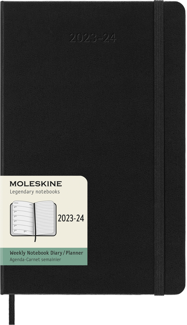 Agenda 2023/2024 Moleskine 18M Planner Weekly 7dag/1pagina large 130x210mm hard cover black