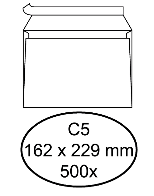 Envelop Quantore bank C5 162x229mm zelfklevend wit 500stuks