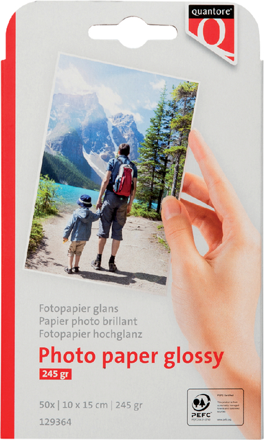 Fotopapier Quantore 10x15cm glans 50vel 245gr